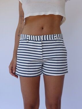 Navy white stripe shorts